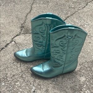 Metallic Teal Western Boots